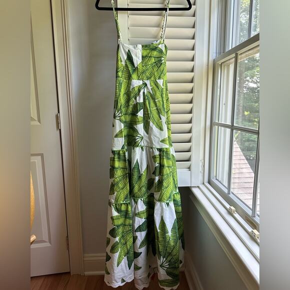 FARM Rio Green White Spaghetti Strap Maxi Sundress size xl nwt - Picture 7 of 11